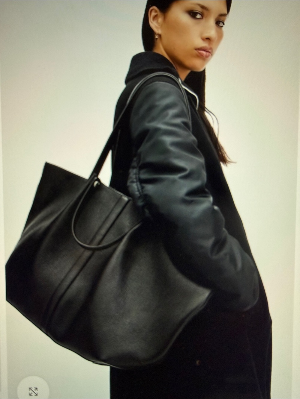 ALLSAINTS Allingtone Spacious Leather Tote Bag Black